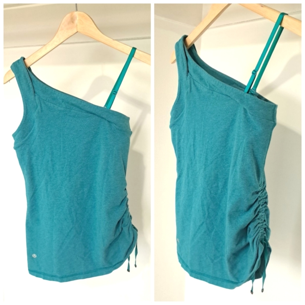 .Lululemon | Blue one shoulder tank top & sinched side detail